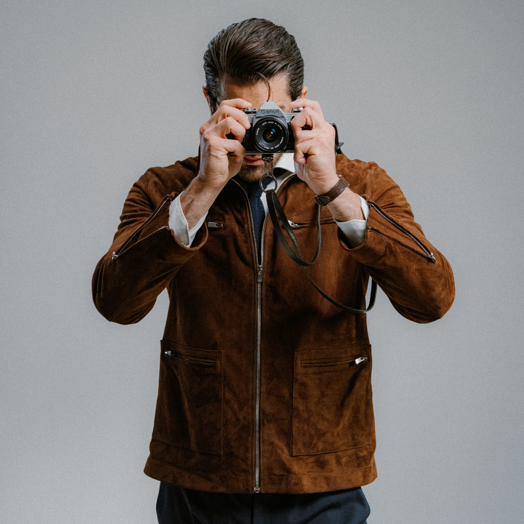 Cafe Racer Jacket - Brown Suede