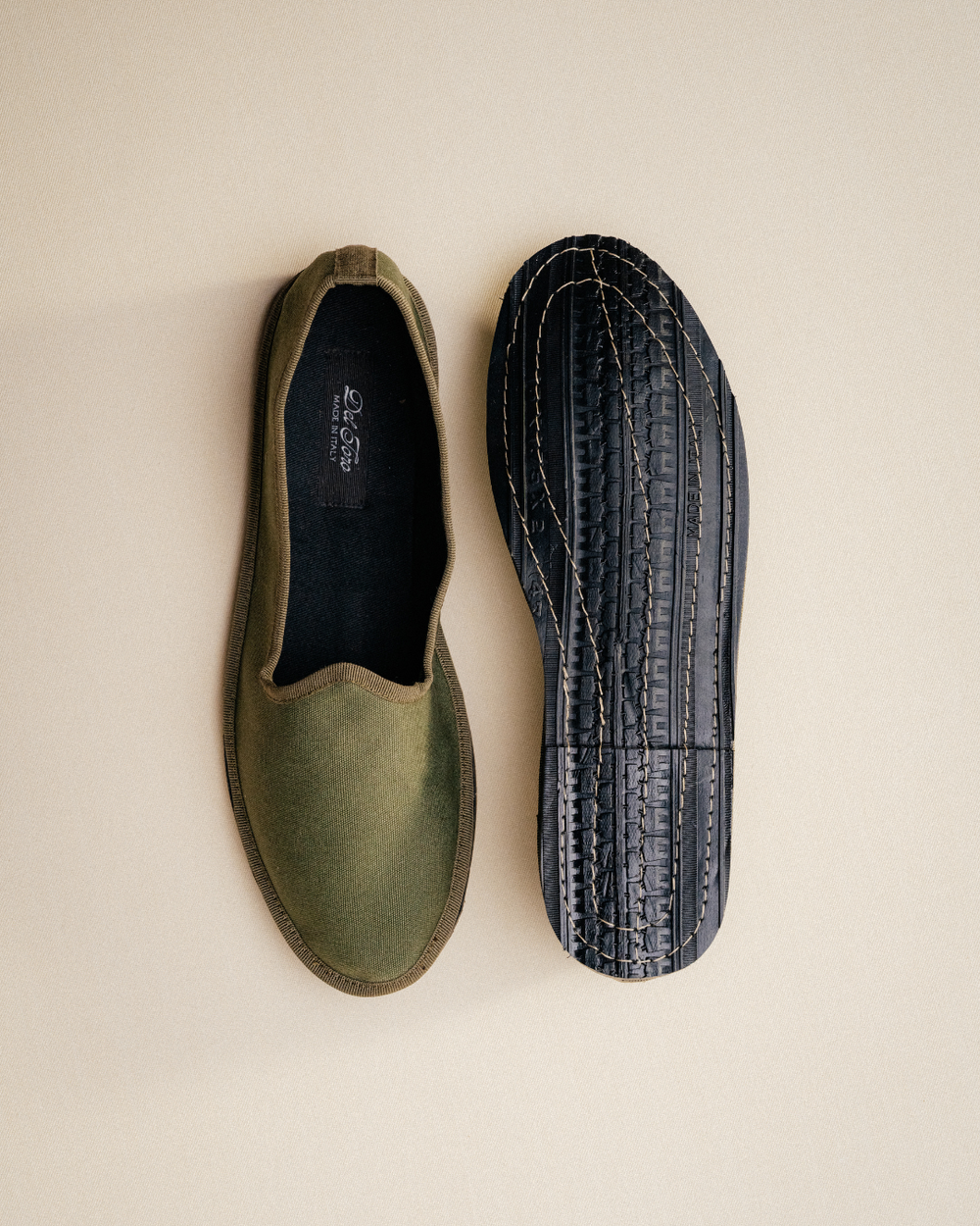 olive canvas friulane slippers