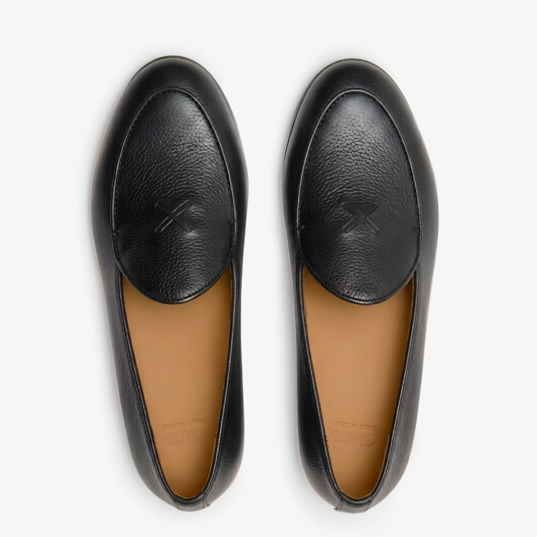Men's Black Pebbled Leather Milano Loafer
