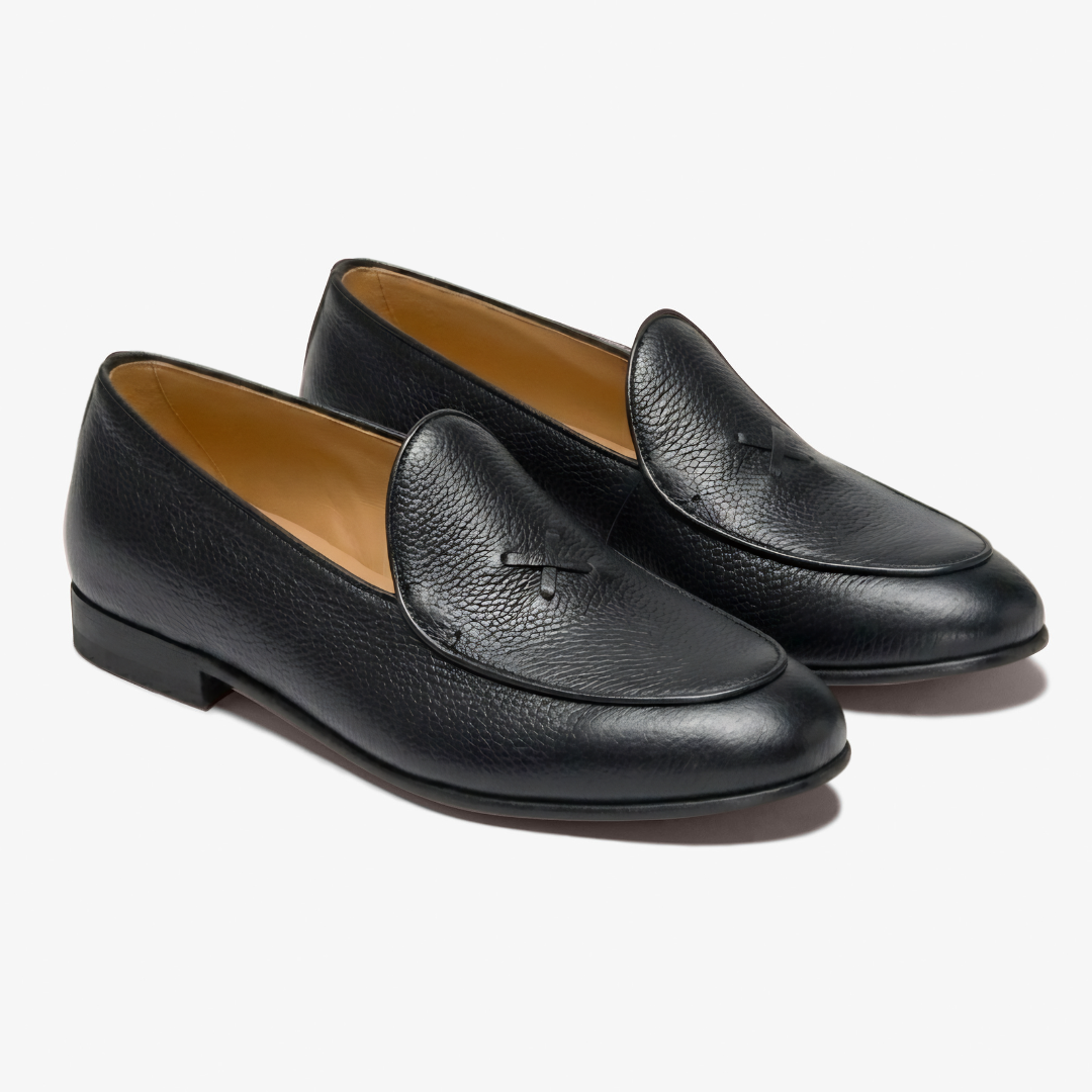 Men's Black Pebbled Leather Milano Loafer