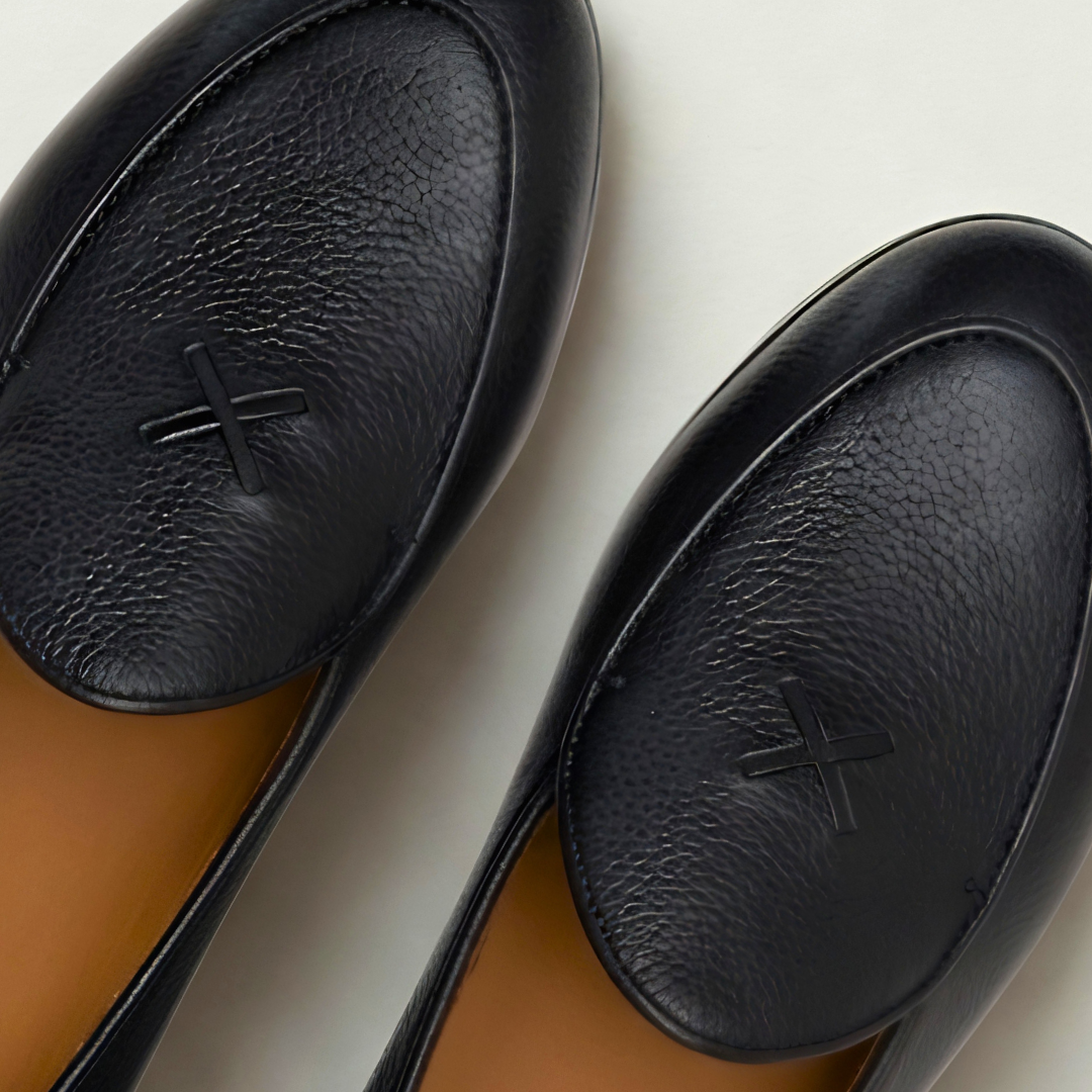 Men's Black Pebbled Leather Milano Loafer