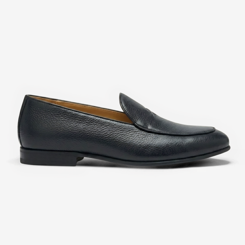 Men's Black Pebbled Leather Milano Loafer