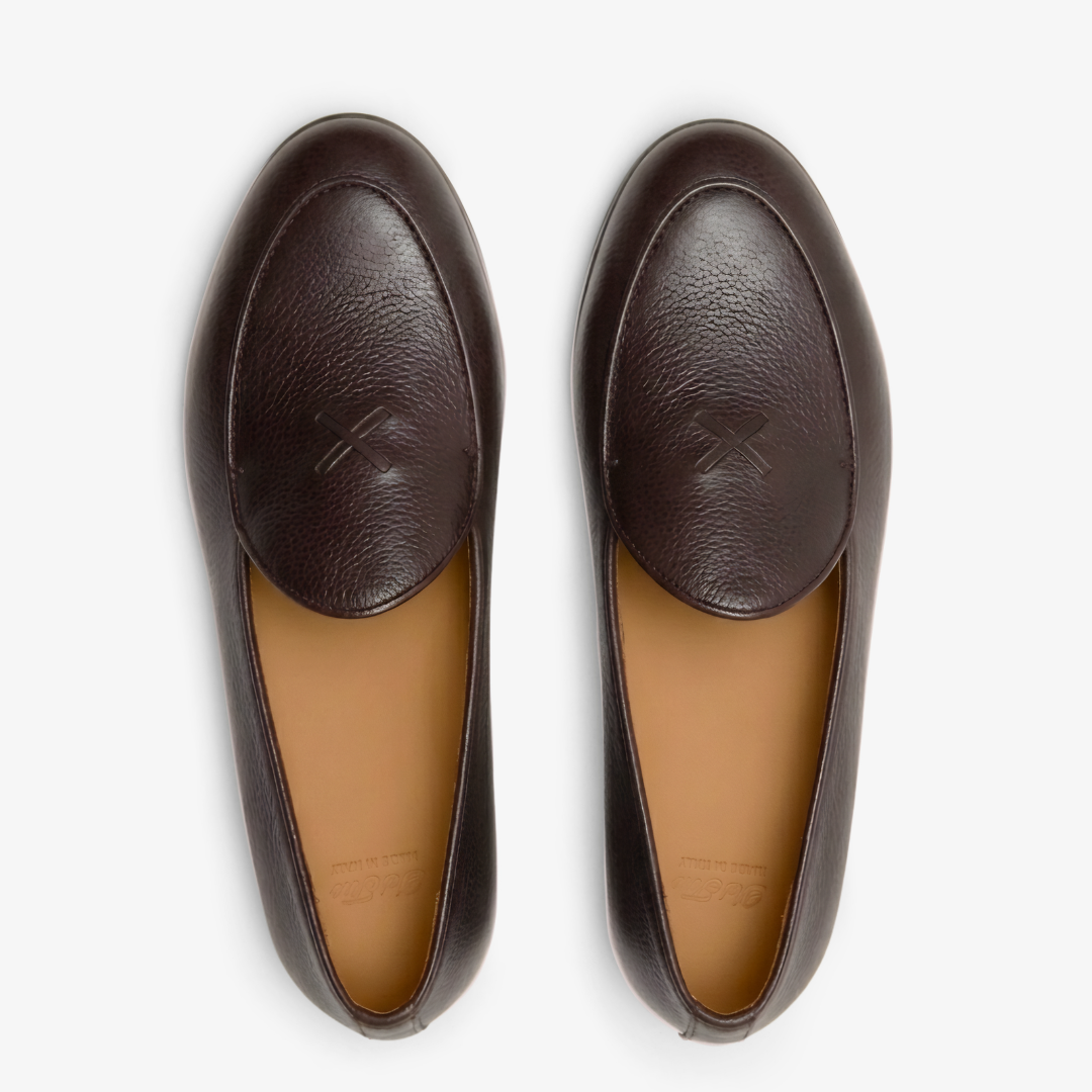 Men's Dark Brown Pebbled Leather Milano Loafer