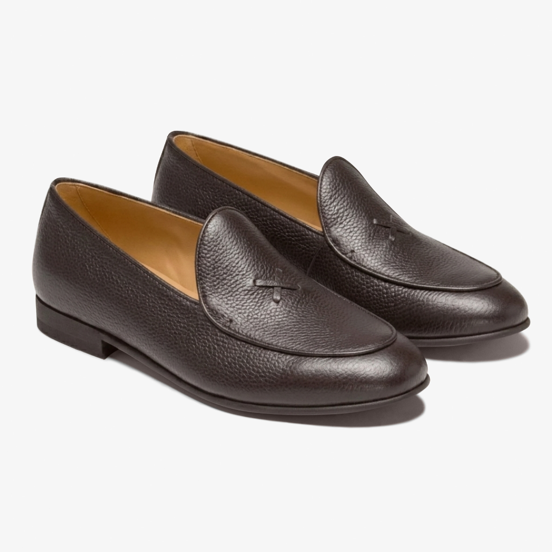 Men's Dark Brown Pebbled Leather Milano Loafer