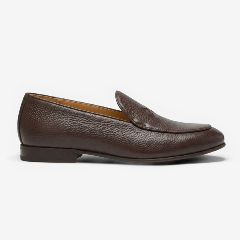 Men's Dark Brown Pebbled Leather Milano Loafer