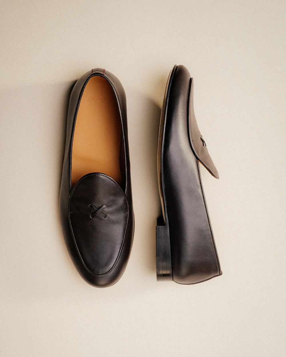 dark brown leather loafers