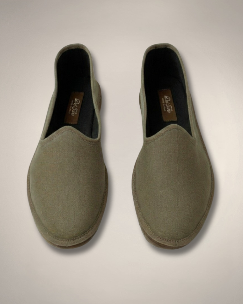 olive canvas friulane slippers