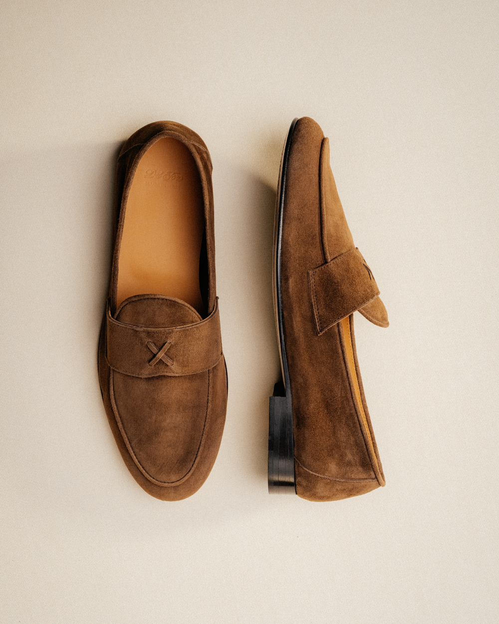 brown suede penny loafers