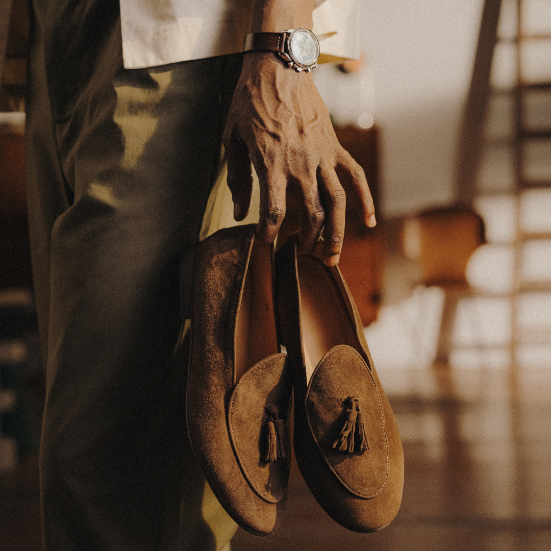 Men's Dark Brown Suede Tassel Loafer