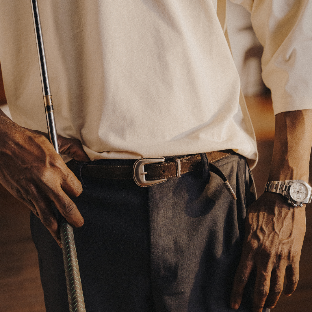 Western Belt - Dark Brown Suede